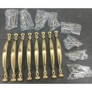 8 Drawer Cabinet Pull Handles Brass Finish 5" pull Center to Center 3" W/ Screw